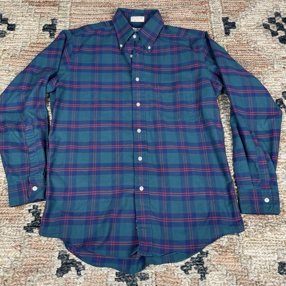 Vintage LL Bean Plaid Flannel Button Up Shirt 90s Outdoors Hunting Mens 15.5-3